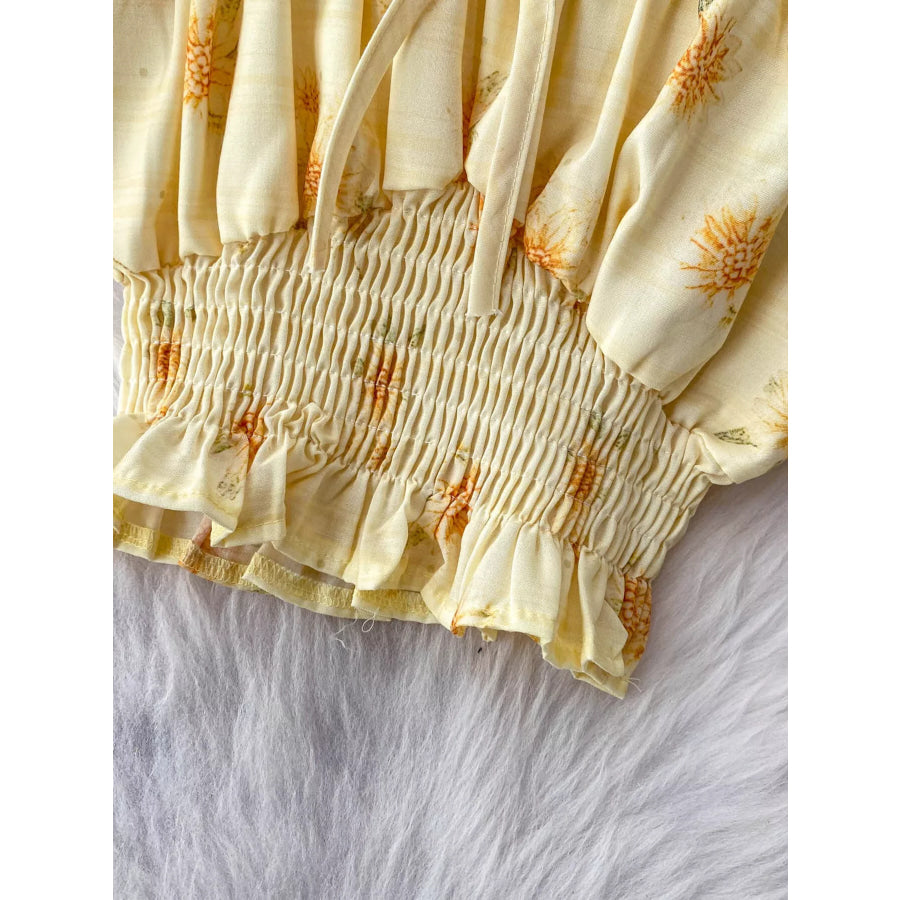 Smocked Floral Top and Skirt Set Apparel and Accessories