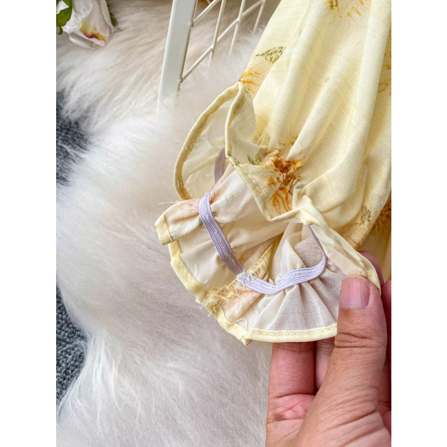 Smocked Floral Top and Skirt Set Apparel and Accessories
