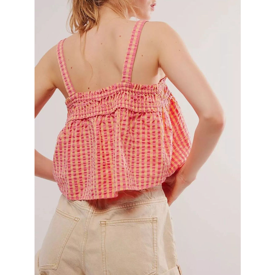 Smocked Gingham Tie-Front Cami Apparel and Accessories
