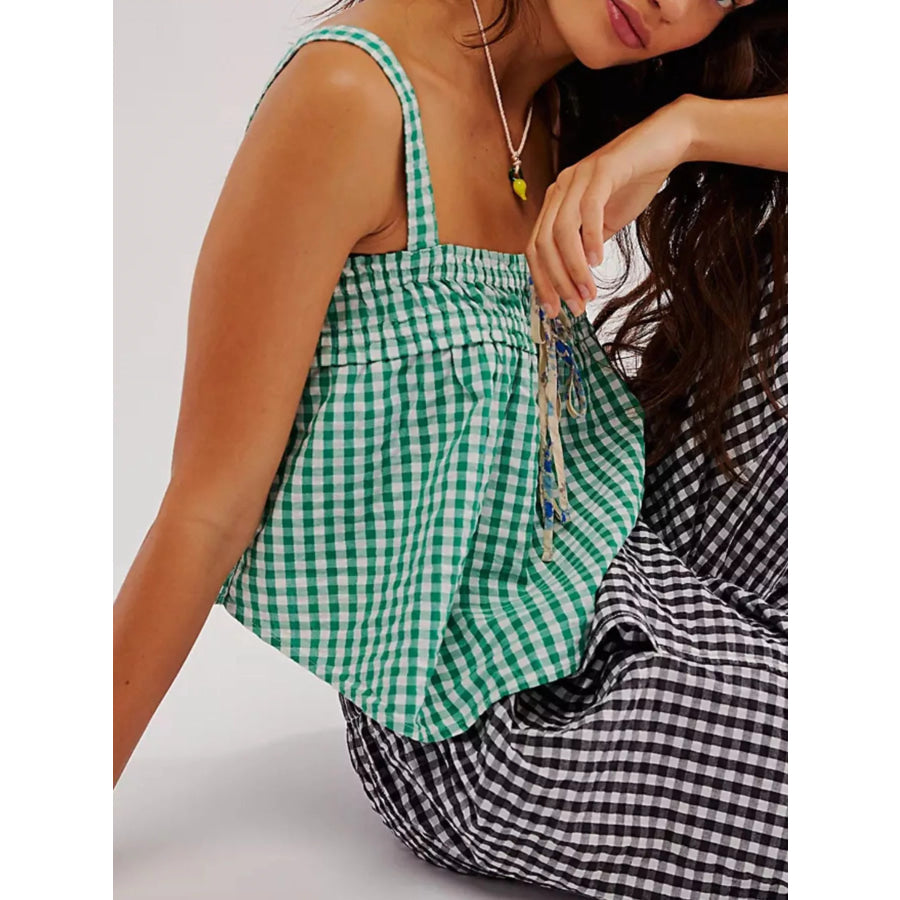 Smocked Gingham Tie-Front Cami Apparel and Accessories