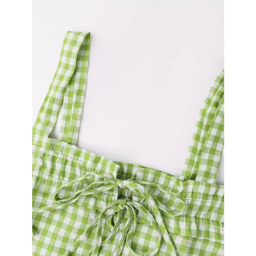 Smocked Gingham Tie-Front Cami Apparel and Accessories