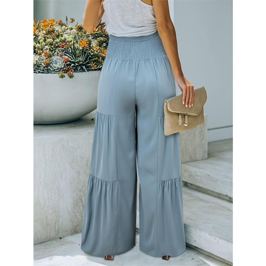 Smocked High Waist Pants Apparel and Accessories