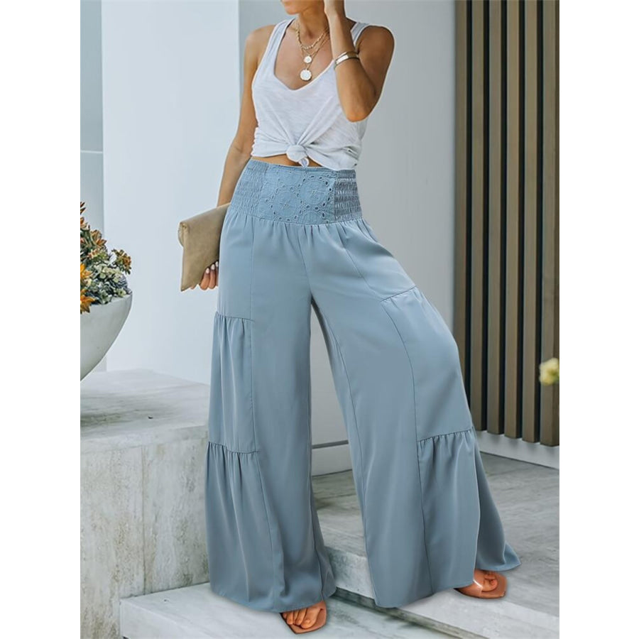 Smocked High Waist Pants Apparel and Accessories