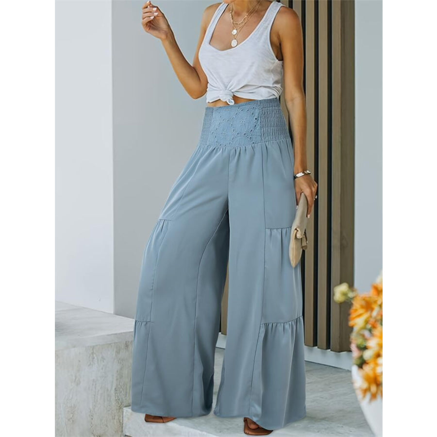 Smocked High Waist Pants Apparel and Accessories