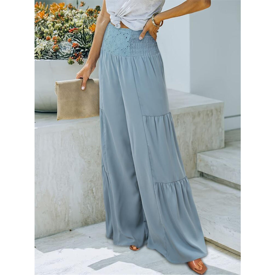 Smocked High Waist Pants Apparel and Accessories