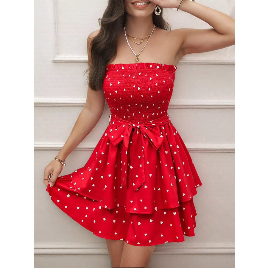 Smocked Layered Tube Mini Dress Apparel and Accessories
