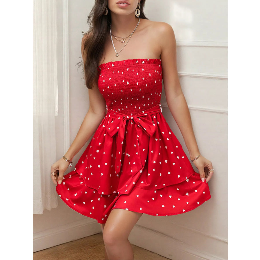 Smocked Layered Tube Mini Dress Apparel and Accessories