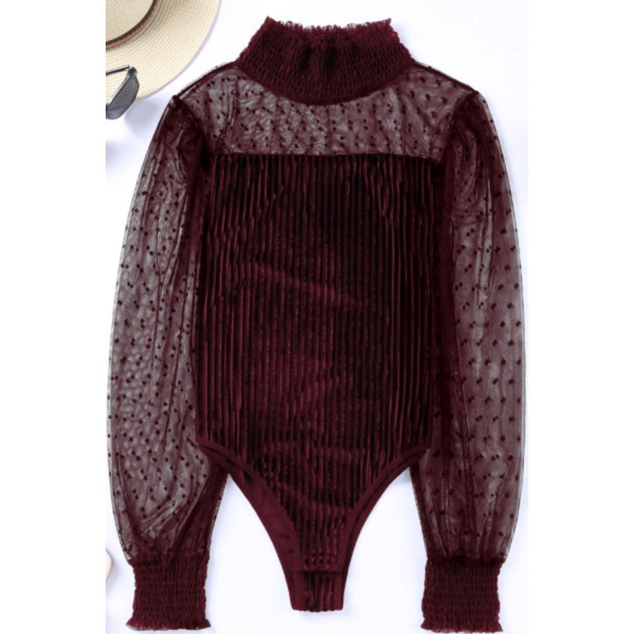 Smocked Mock Neck Long Sleeve Bodysuit Apparel and Accessories