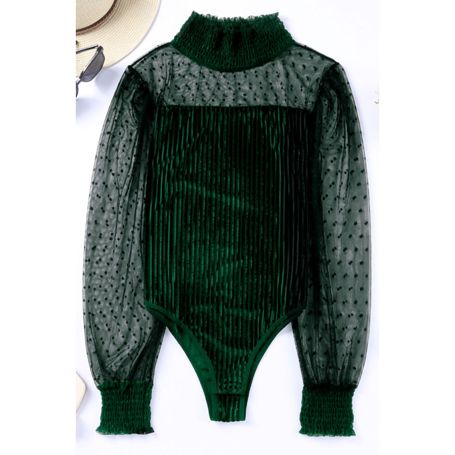 Smocked Mock Neck Long Sleeve Bodysuit Apparel and Accessories