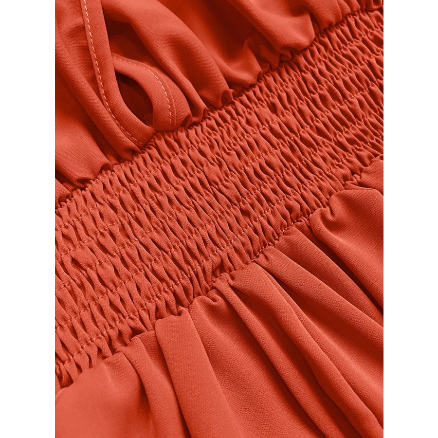 Smocked Ruched Sleeve Maxi Dress Apparel and Accessories