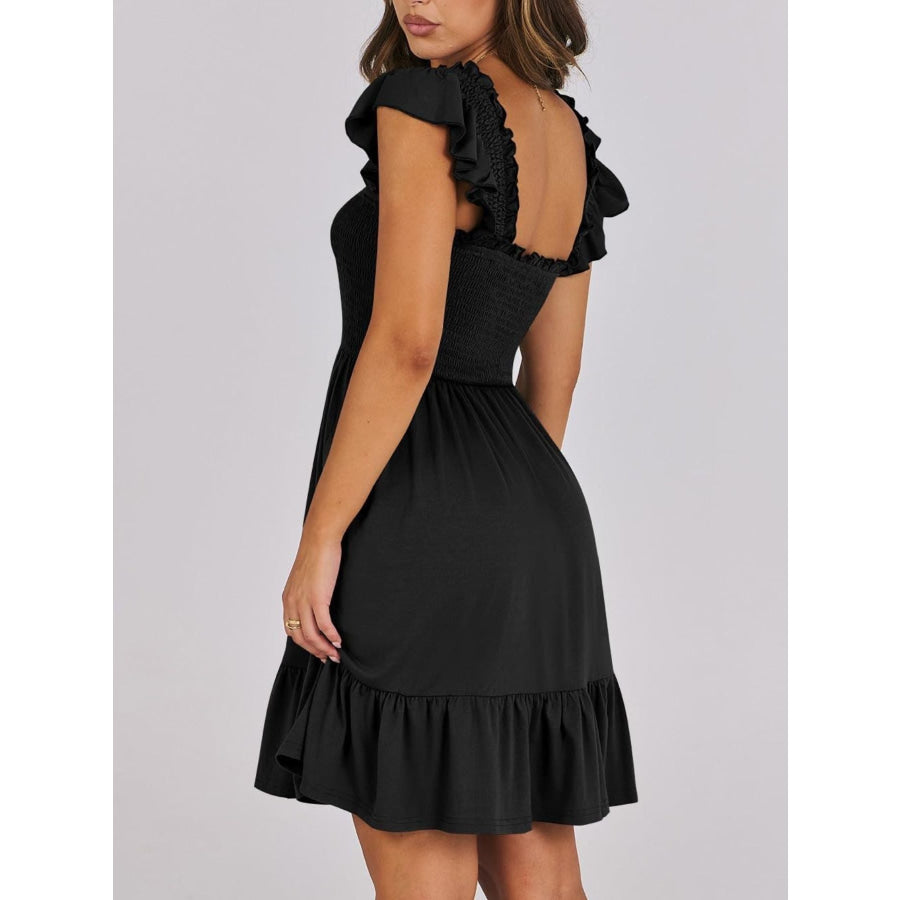 Smocked Ruffle Hem Mini Dress Apparel and Accessories