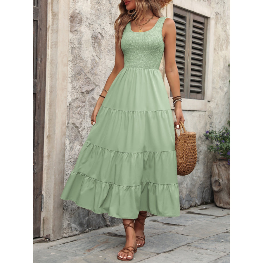 Smocked Scoop Neck Sleeveless Tank Dress Apparel and Accessories