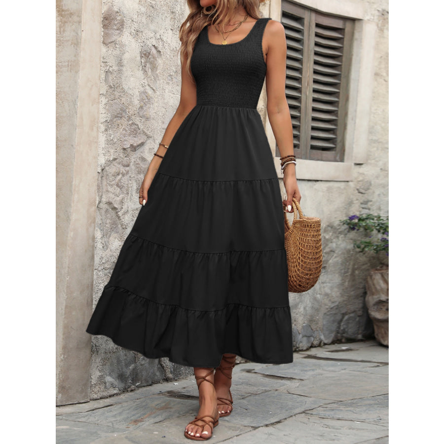 Smocked Scoop Neck Sleeveless Tank Dress Apparel and Accessories