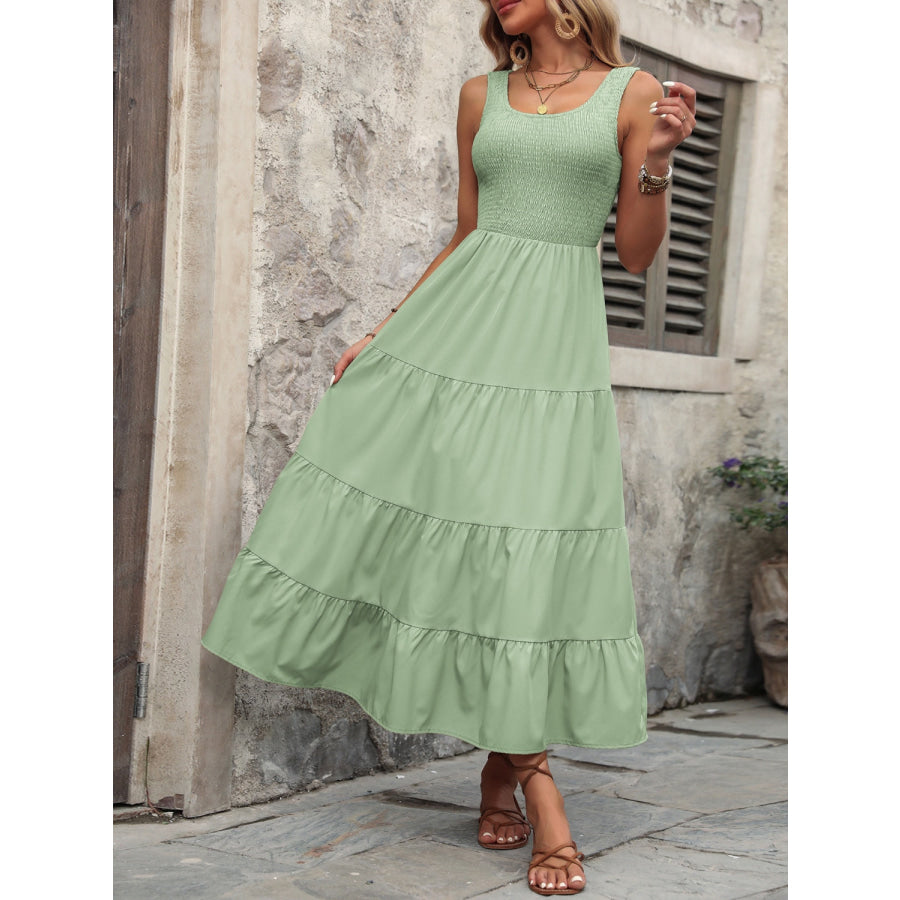 Smocked Scoop Neck Sleeveless Tank Dress Apparel and Accessories