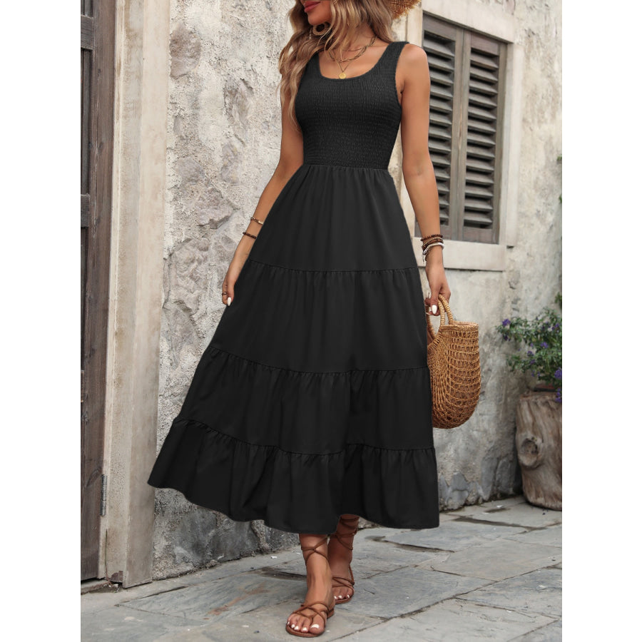 Smocked Scoop Neck Sleeveless Tank Dress Apparel and Accessories