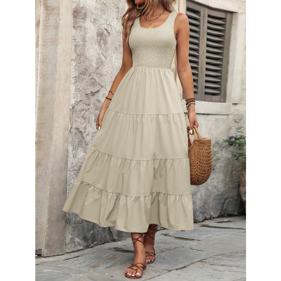 Smocked Scoop Neck Sleeveless Tank Dress Apparel and Accessories