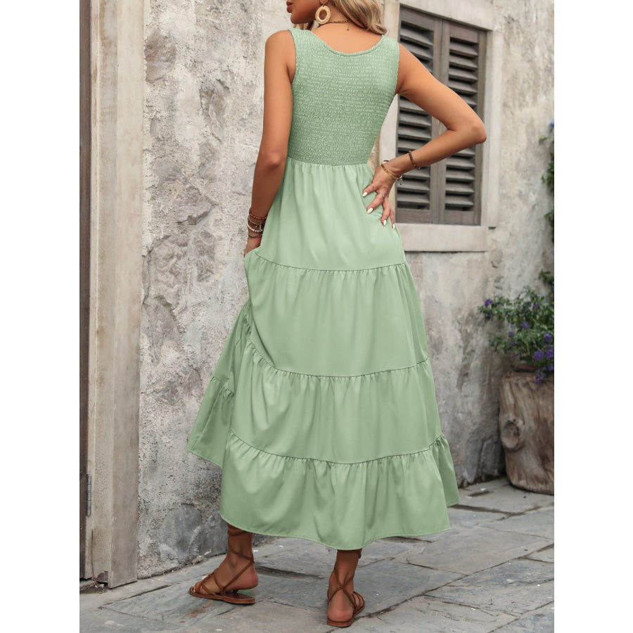 Smocked Scoop Neck Sleeveless Tank Dress Apparel and Accessories