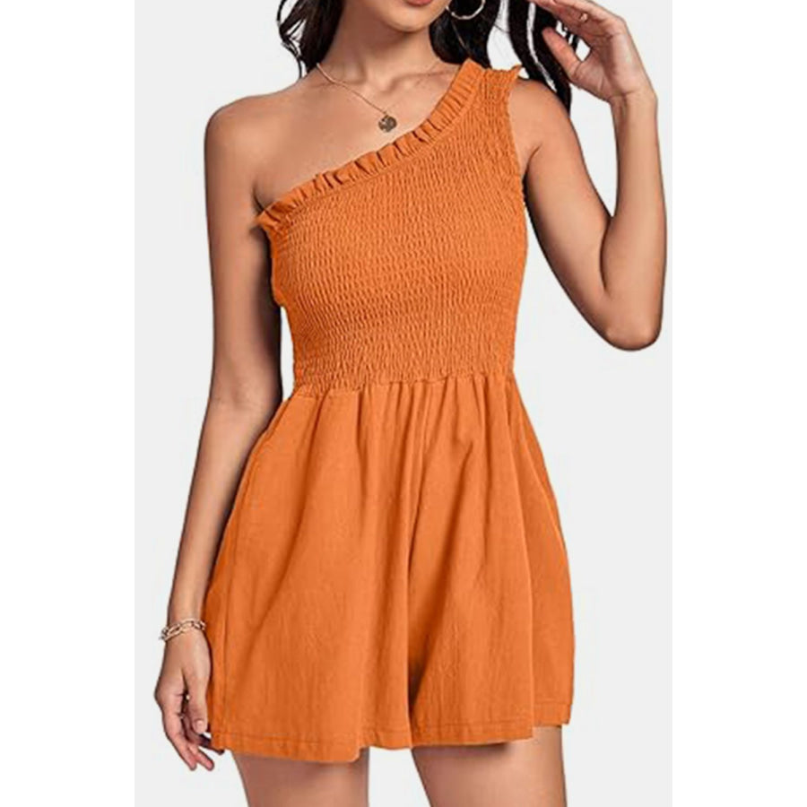 Smocked Single Shoulder Romper Apparel and Accessories