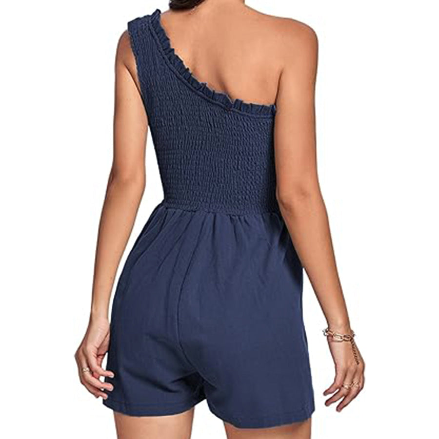 Smocked Single Shoulder Romper Apparel and Accessories