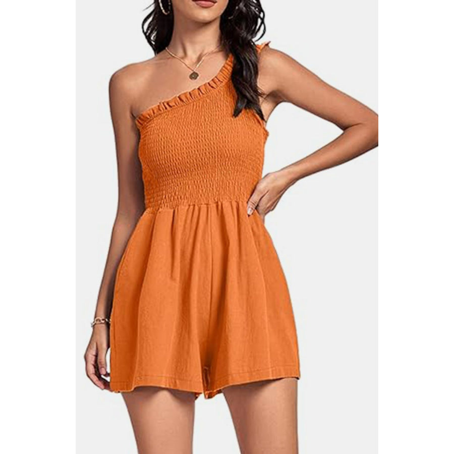 Smocked Single Shoulder Romper Apparel and Accessories