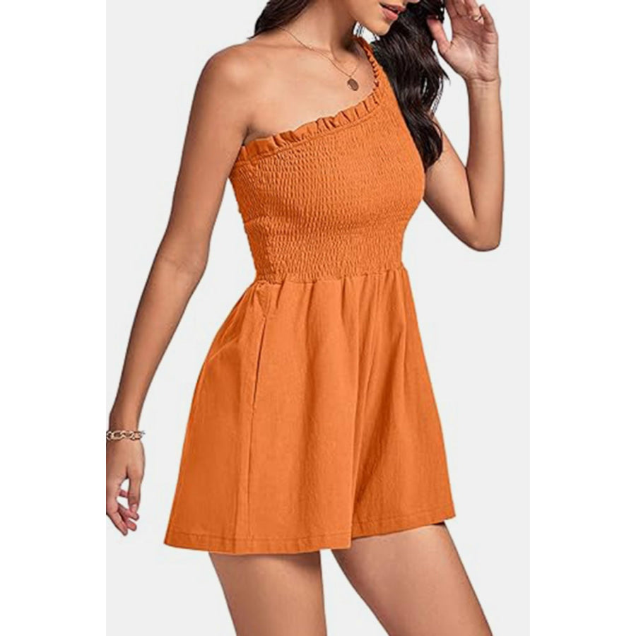 Smocked Single Shoulder Romper Apparel and Accessories