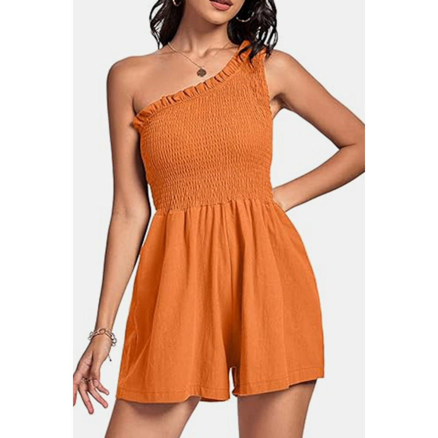 Smocked Single Shoulder Romper Pumpkin / S Apparel and Accessories