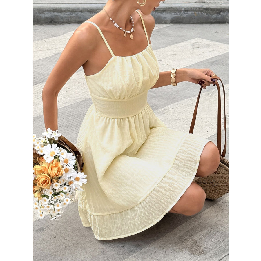 Smocked Spaghetti Strap Casual Dress Apparel and Accessories