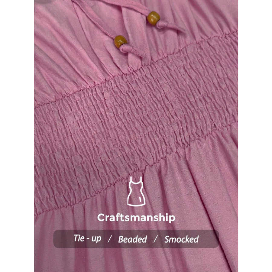 Smocked Spaghetti Strap Midi Dress Apparel and Accessories