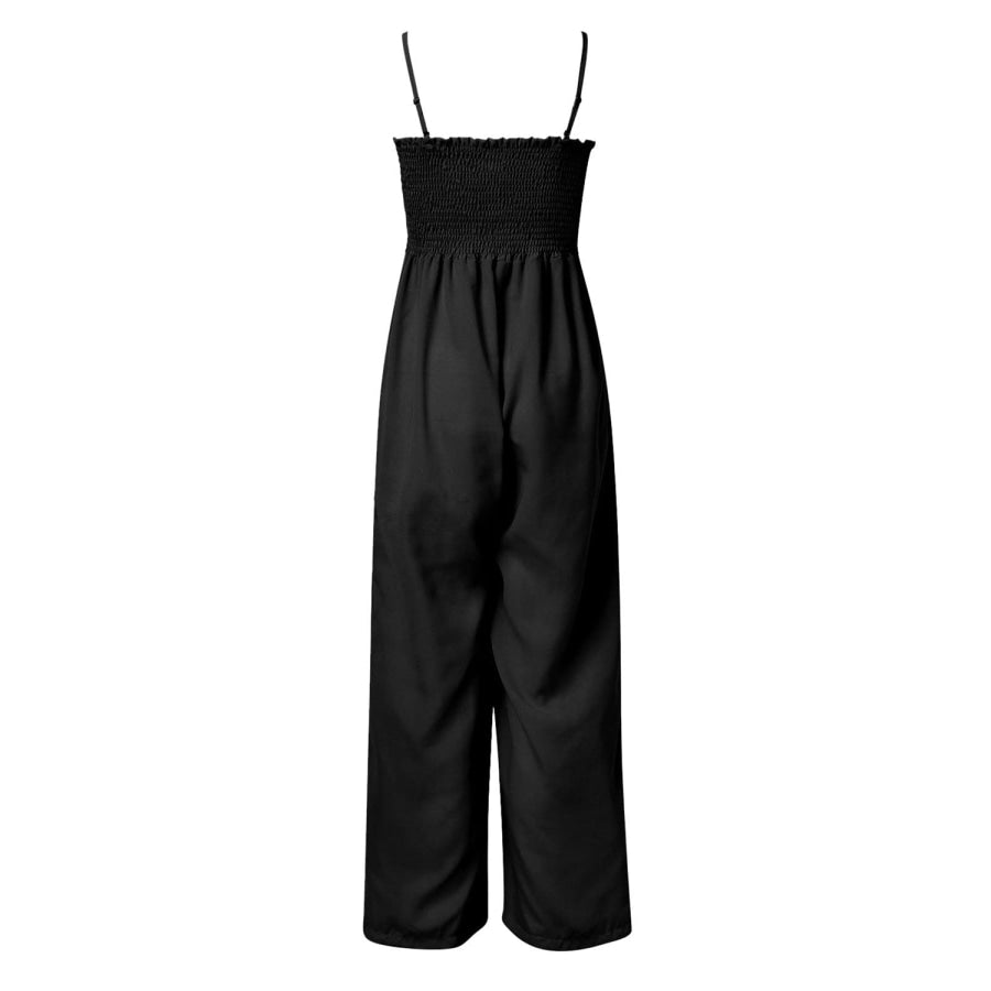 Smocked Spaghetti Strap Wide Leg Jumpsuit Apparel and Accessories