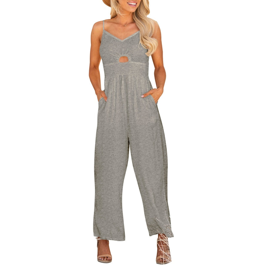 Smocked Spaghetti Strap Wide Leg Jumpsuit