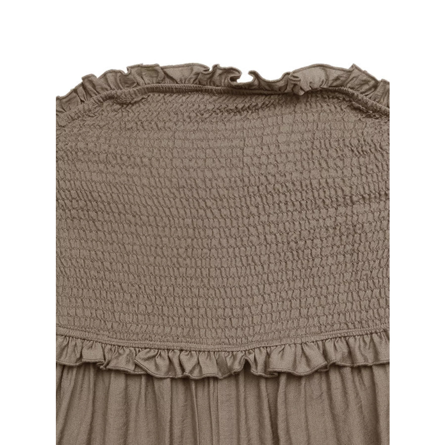 Smocked Strapless Wide Leg Jumpsuit Apparel and Accessories