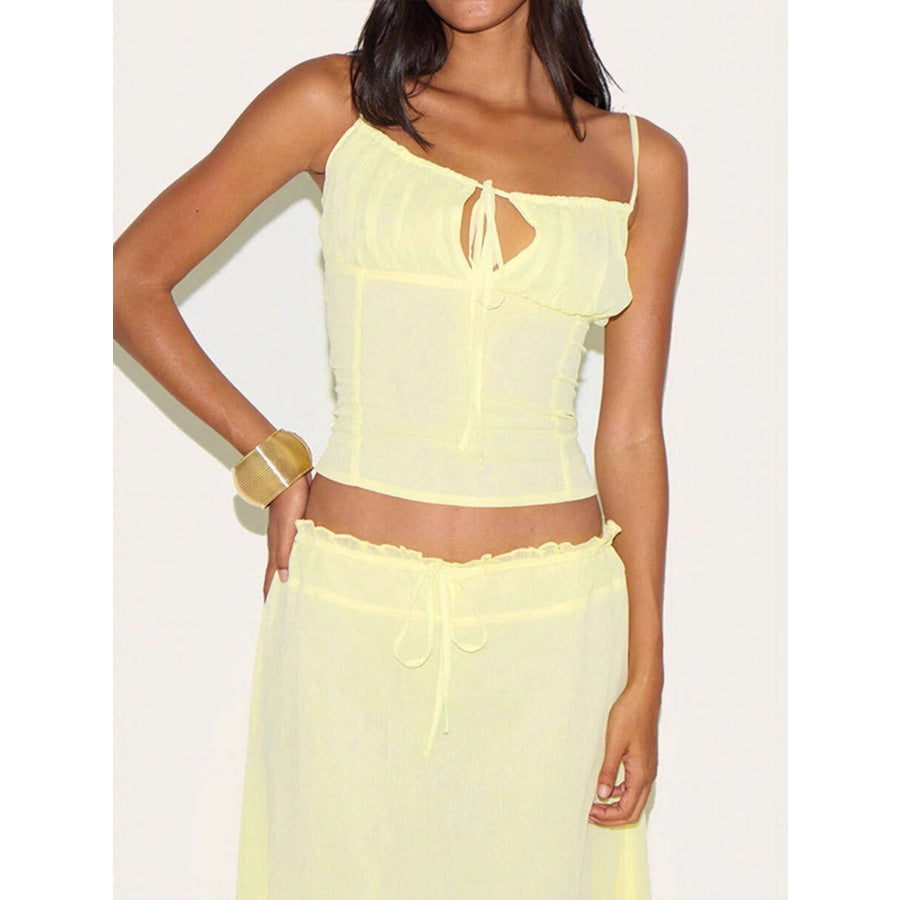Smocked Tie Front Cami and Skirt Set Apparel and Accessories