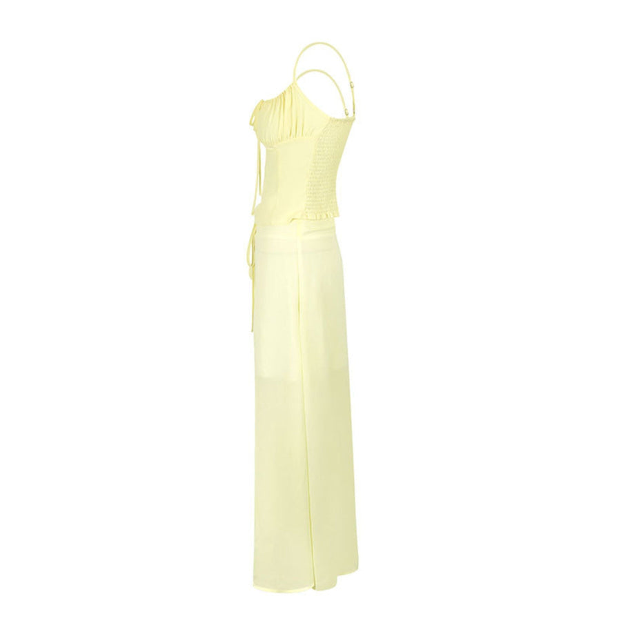 Smocked Tie Front Cami and Skirt Set Apparel and Accessories