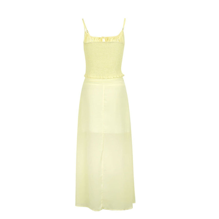 Smocked Tie Front Cami and Skirt Set Apparel and Accessories