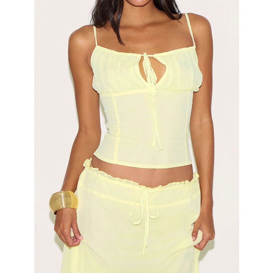 Smocked Tie Front Cami and Skirt Set Apparel and Accessories