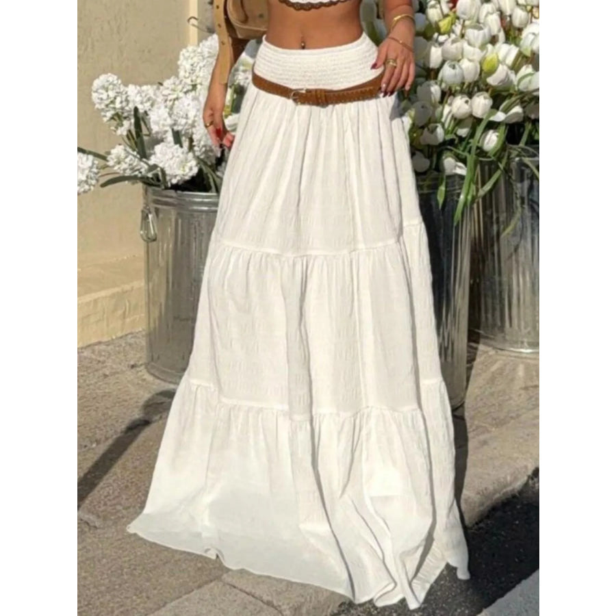 Smocked Tiered Flowy Maxi Skirt Apparel and Accessories