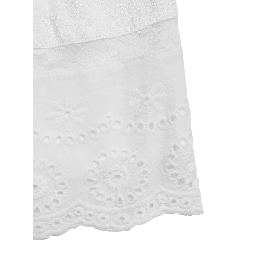 Smocked Tube Eyelet Hem Mini Dress Apparel and Accessories