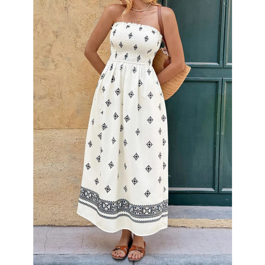 Smocked Tube Midi Dress Apparel and Accessories