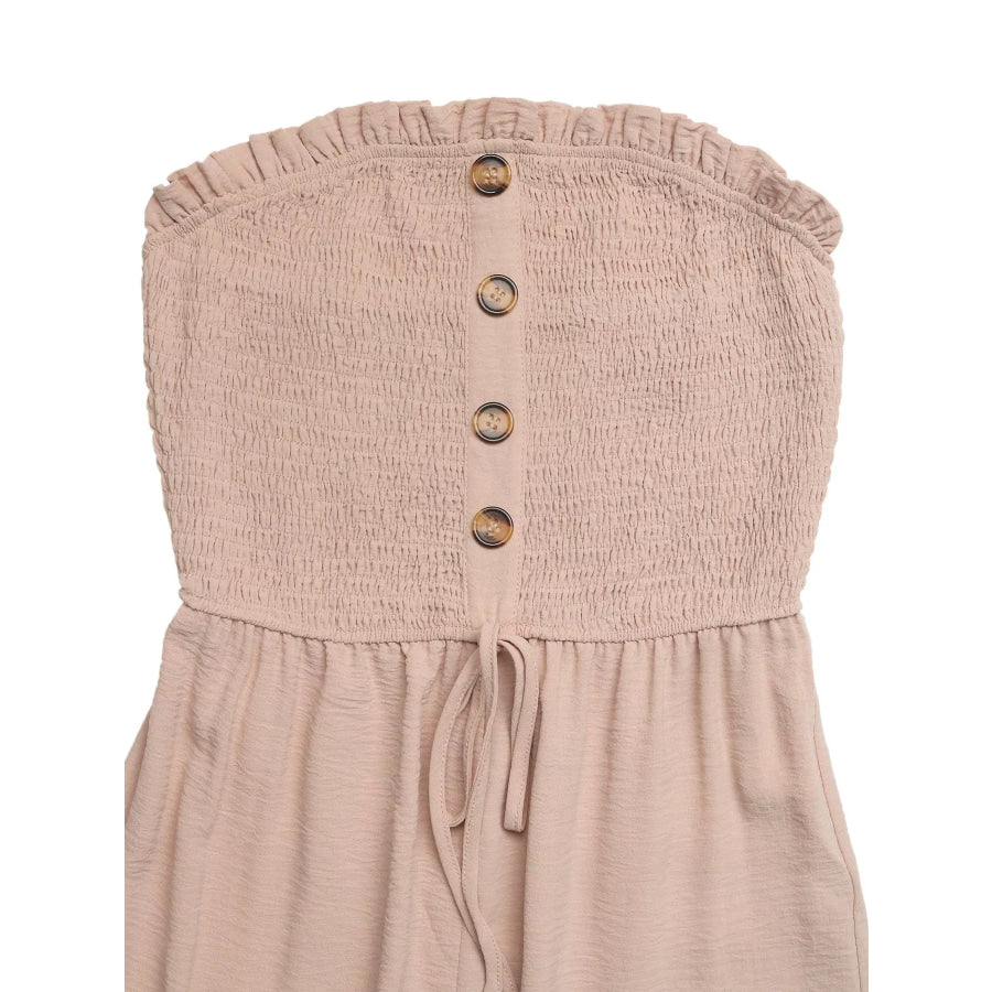 Smocked Tube Top Wide Leg Jumpsuit Apparel and Accessories