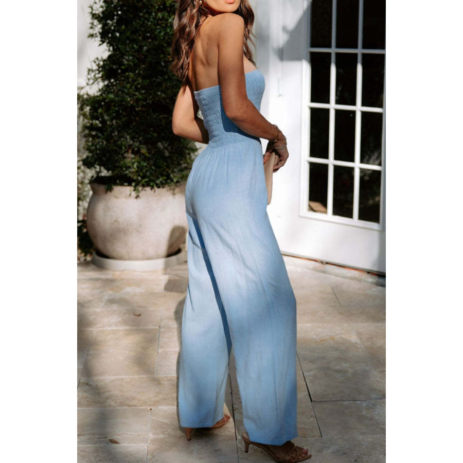 Smocked Tube Wide Leg Jumpsuit Apparel and Accessories