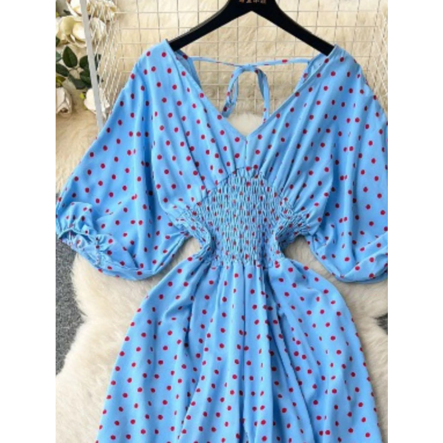 Smocked V-Neck Wide Leg Jumpsuit Apparel and Accessories