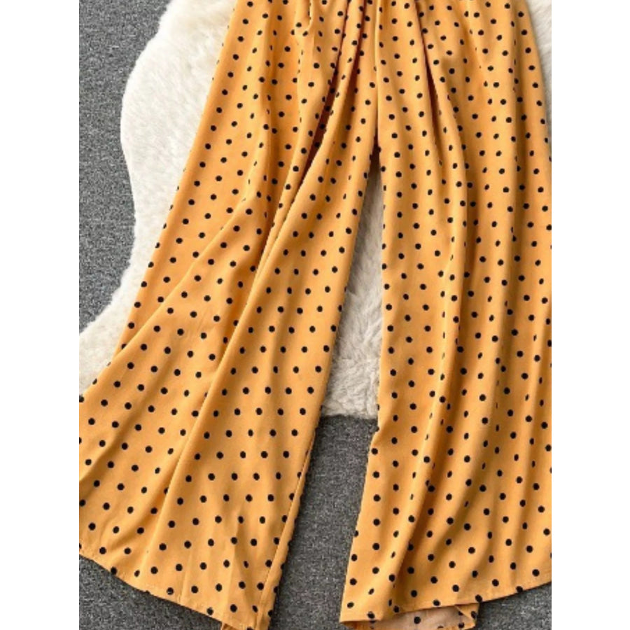 Smocked V-Neck Wide Leg Jumpsuit Apparel and Accessories