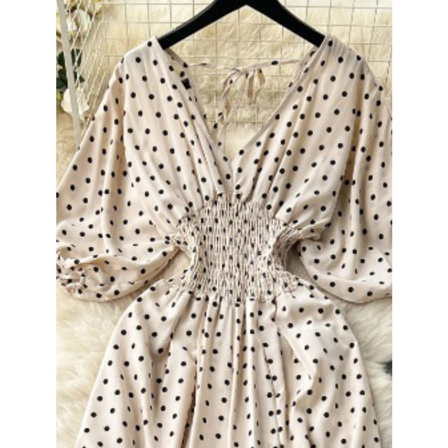 Smocked V-Neck Wide Leg Jumpsuit Apparel and Accessories