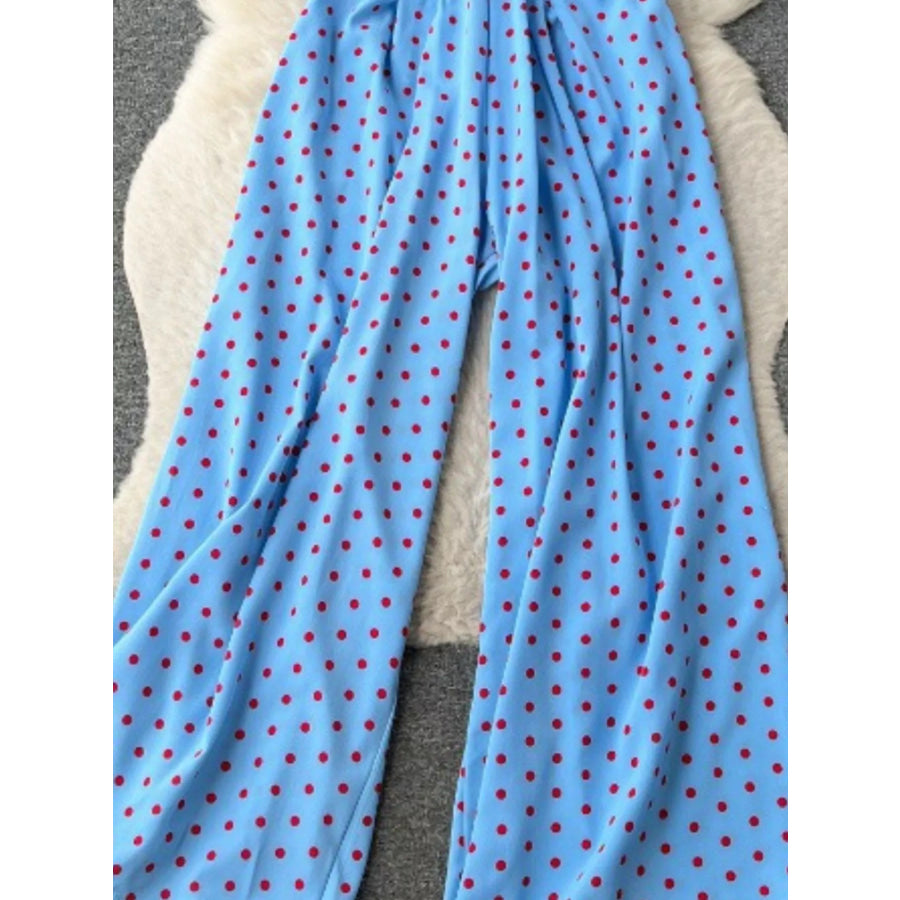 Smocked V-Neck Wide Leg Jumpsuit Apparel and Accessories