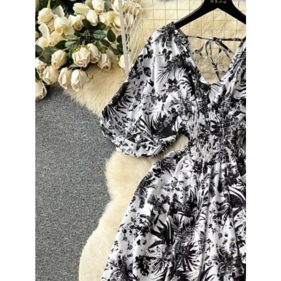 Smocked V-Neck Wide Leg Jumpsuit Apparel and Accessories
