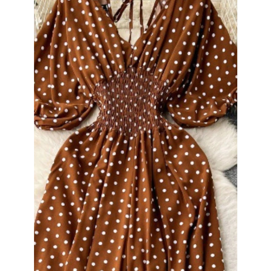 Smocked V-Neck Wide Leg Jumpsuit Apparel and Accessories