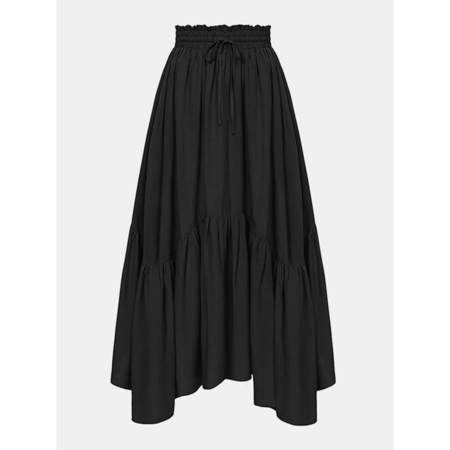 Smocked Waist Band Ruched Layered Skirt Apparel and Accessories