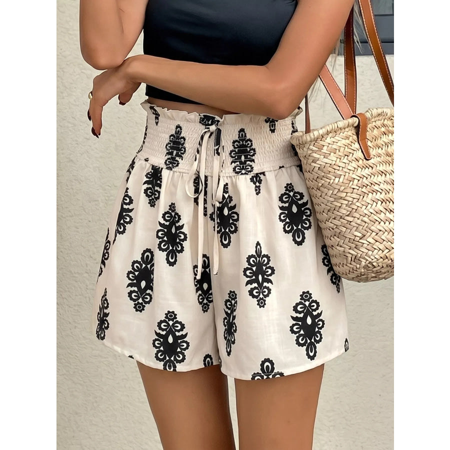 Smocked Waist Printed Shorts Apparel and Accessories
