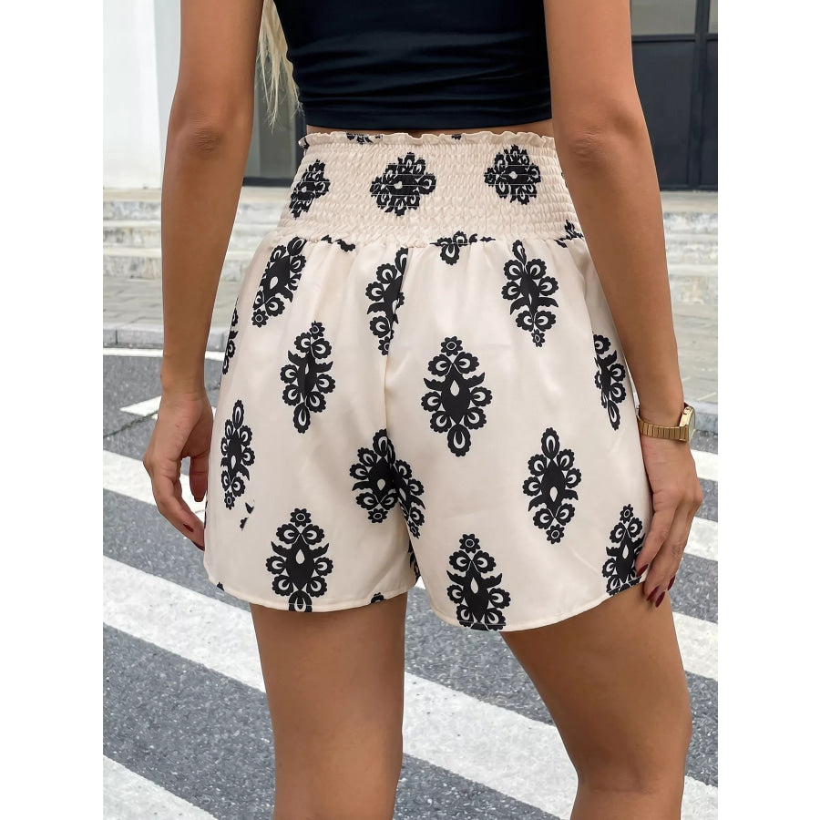 Smocked Waist Printed Shorts Apparel and Accessories