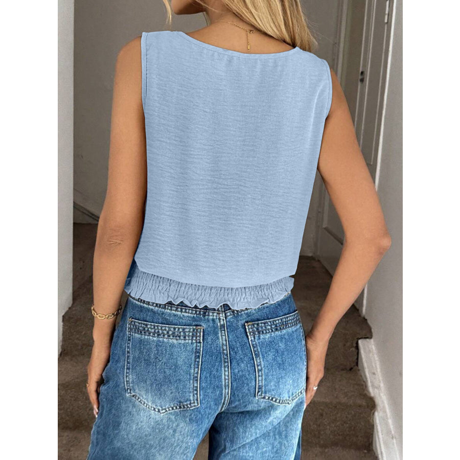 Smocked Waist Round Neck Tank Apparel and Accessories